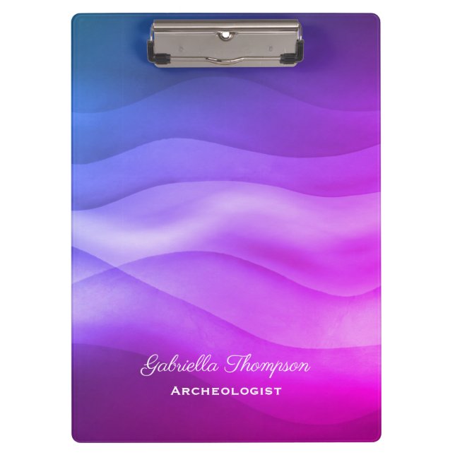 Moderne Lila Magenta Abstrakte Waves Klemmbrett (Vorderseite)