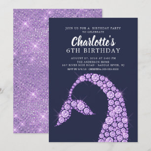 Moderne Lila Mermaid zum Geburtstag Einladung