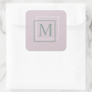 Moderne, Lila Monogramm-Aufkleber Quadratischer Aufkleber