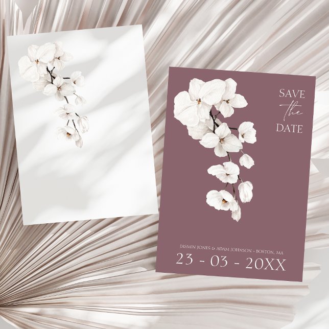 Moderne Lila Orchideen-Blume Hochzeit Save The Date (Modern Purple White Orchids Flowers Wedding Save The Date)