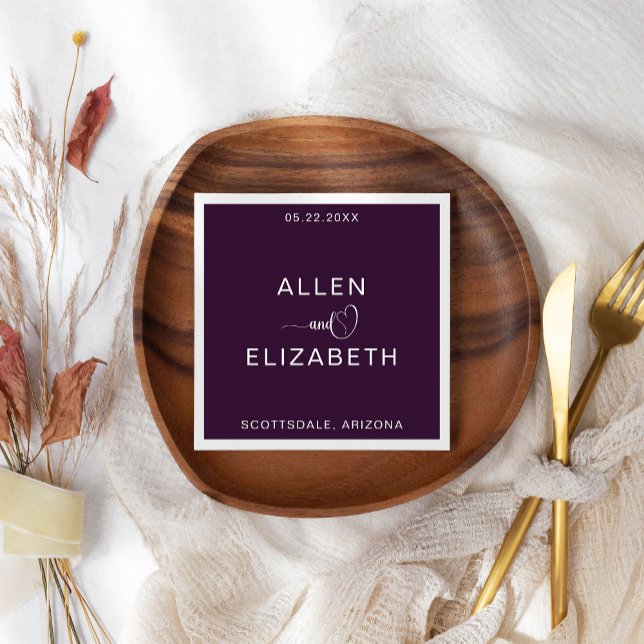 Moderne Lila Personalisierte Hochzeit Serviette (Von Creator hochgeladen)