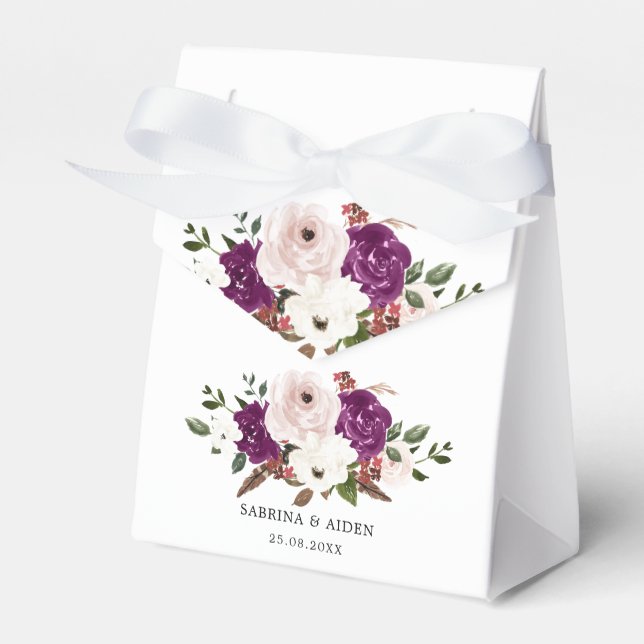 Moderne Lila Pflaumenblütenblüte Geschenkschachtel (Vorderseite)