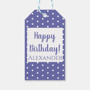 Moderne Lila Polka Dots Geburtsname Geschenkanhänger