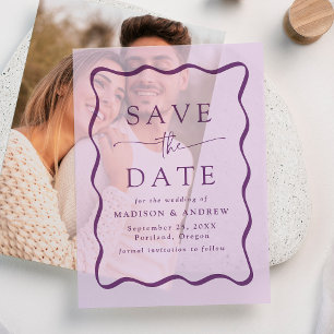 Moderne Lila RahmenWedding speichert das Datum