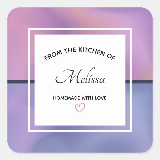 Moderne Lila & rosa Abstrakte Küche Quadratischer Aufkleber (Vorderseite)