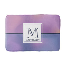 Moderne Lila-rosa Abstrakte Monogramm Badematte