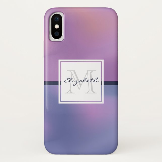 Moderne Lila-rosa Abstrakte Monogramm Case-Mate iPhone Hülle (Rückseite)