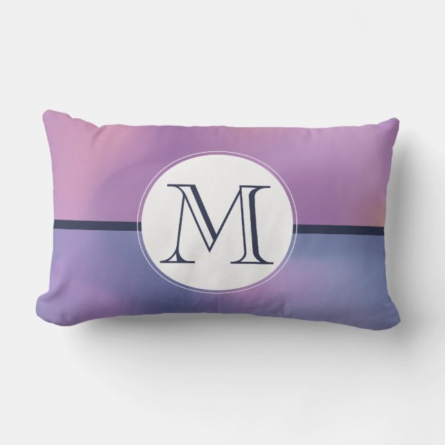 Moderne Lila-rosa Abstrakte Monogramm Lendenkissen (Vorderseite)