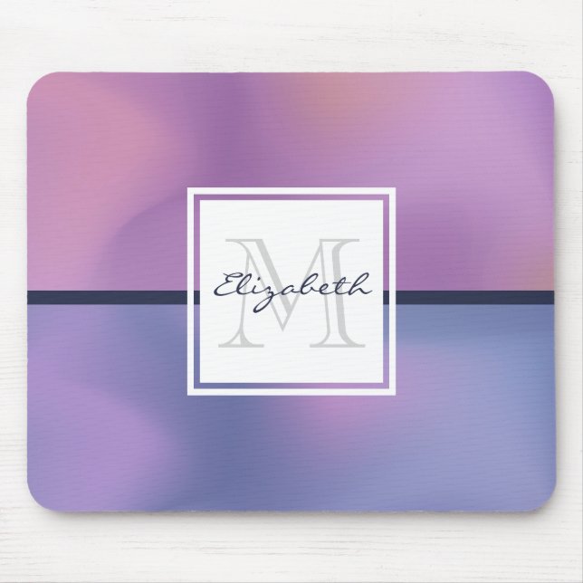 Moderne Lila-rosa Abstrakte Monogramm Mousepad (Vorne)