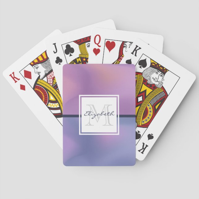 Moderne Lila-rosa Abstrakte Monogramm Spielkarten (Rückseite)