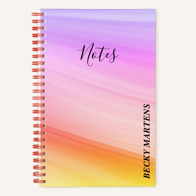 Moderne, Lila rosafarbene, gelbe SwirbelNOTEN Notizbuch (Vorderseite)