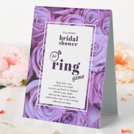 Moderne Lila Rose Foto Brautparty Ring Game Tischaufsteller
