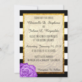 Moderne Lila Rose Imitate Goldfolie gestreift Hoch Einladung