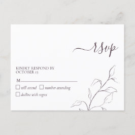 Moderne Lila Schrift Botanische No Menu UAWG Einladungspostkarte