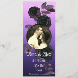 Moderne Lila Schwarze Rose Goth Foto Hochzeit Programm