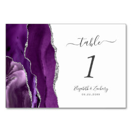 Moderne Lila Silver Agate Hochzeit Tischnummer