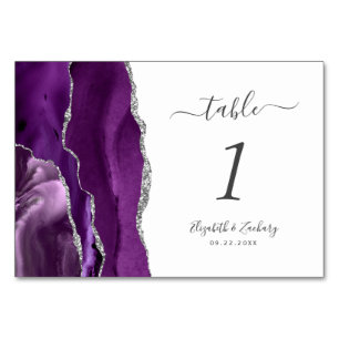 Moderne Lila Silver Agate Hochzeit Tischnummer