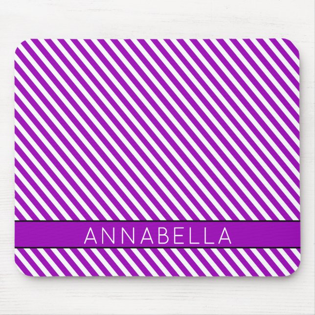 Moderne Lila Streifen Mousepad (Vorne)