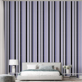 Moderne Lila Streifen Schwarz, Weiß und Lilac Tapete