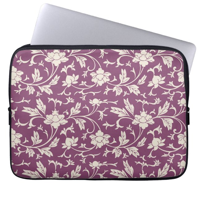 Moderne lila u. Sahneblumenlaptop-Hülse Laptopschutzhülle (Vorderseite)