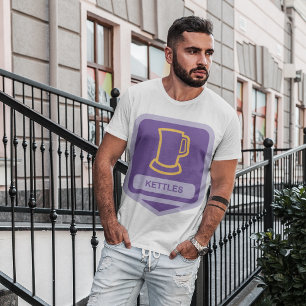 Moderne lila und gelbe Kannen-Symbol T-Shirt
