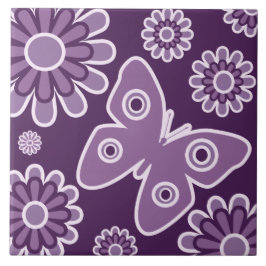 Moderne Lila und Lavendelblütenschmetterlinge Fliese