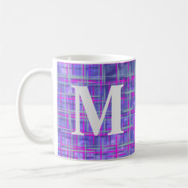 Moderne lila und rosa Rasterlinien abstrakt Kaffeetasse