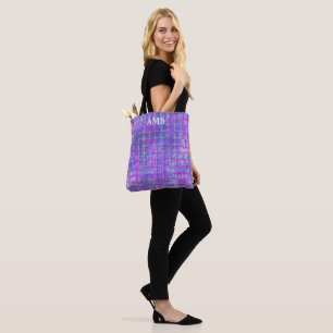 Moderne lila und rosa Rasterlinien abstrakt Tasche
