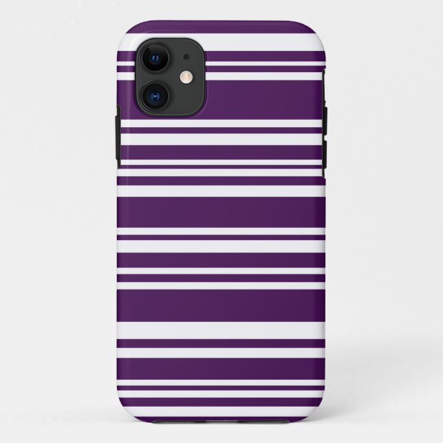 Moderne Lila und weiße Streifen Case-Mate iPhone Hülle (Rückseite)