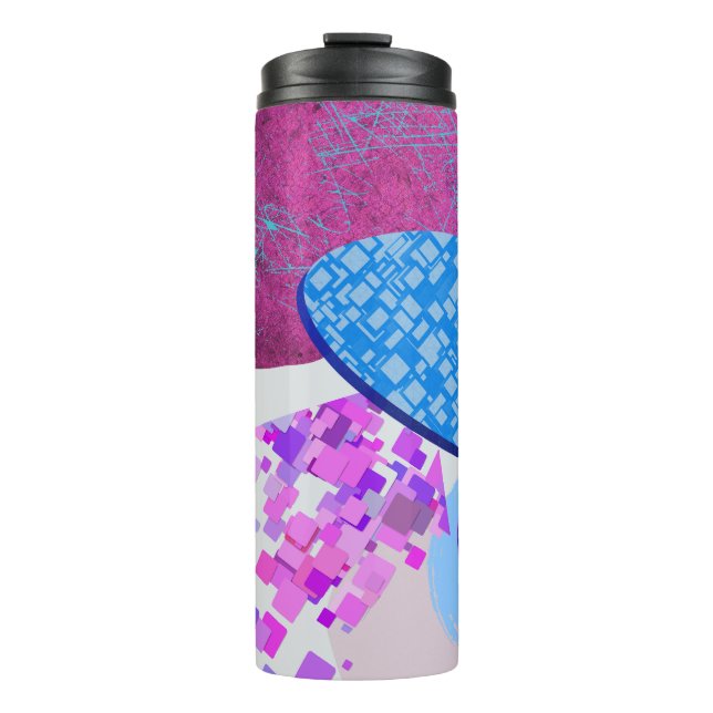 Moderne lila und zyklische Formen Thermosbecher (Vorderseite)