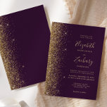 Moderne Lila Violet Gold Glitzer Edge Wedding Einladung<br><div class="desc">Die links Kulisse dieser modernen Hochzeitseinladung besticht durch ein goldenes Imitat-Glitzer-Design. Der anpassbare Text kombiniert goldfarbene Handschrift,  Copperplate und kursiv Schriftart auf einem lila violetten Hintergrund. Auf der Rückseite ist ein lila violett-goldfarbenes Glitzer-Design zu sehen.</div>