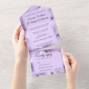 Moderne lila Violette All In One Einladung