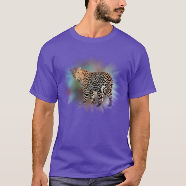 Moderne Lila Vorlagenleopard T-Shirt (Vorderseite)
