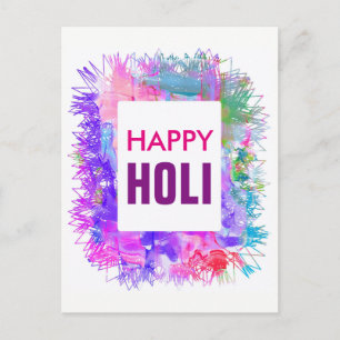 Moderne lila Wasserfarben Frohes Holi Postkarte