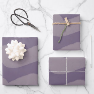 Moderne lila Wasserfarben-Streifen Feiertage Geschenkpapier Set