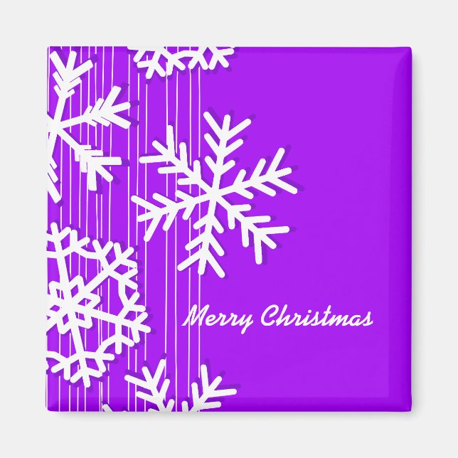 Moderne lila-weiße Weihnachtsschneeflocken Magnet (Vorne)