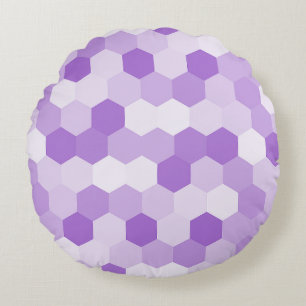 Moderne Lila Weißhexagonale Geometrie Rundes Kissen