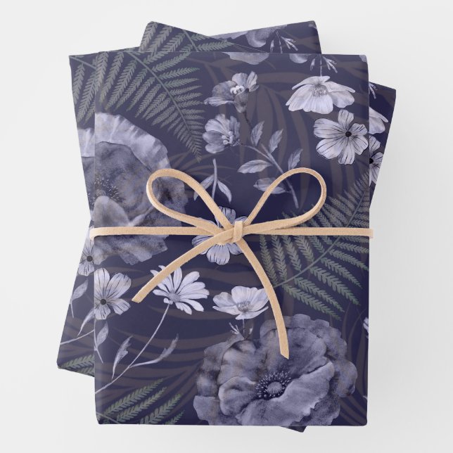 Moderne Lila Wildblume Geschenkpapier Set (Beispiel)