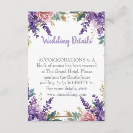 👉 Moderne lila Wisteria Goldene Hochzeitsdetails  Begleitkarte