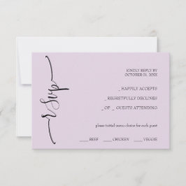 Moderne Lilac Calligraphie RSVP Karte