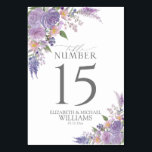 Moderne Lilac Lavender Mauve Script Floral Wedding Tischnummer<br><div class="desc">Erschaffen Sie den perfekten Empfang mit diesem modernen, trendigen lila, lavender und mauve blumengeschmückten Design mit Blumenbouquets in Aquarellen und handgeschriebener Schrifttyp. Ideal für eine Hochzeit im Garten und im Garten. Die Sammlung finden Sie hier: https://www.zazzle.com/collections/modern_lilac_lavender_mauve_script_floral_wedding-119161455473381968 Kontaktieren Sie den Designer für passende Produkte, wenn diese noch nicht in der Sammlung...</div>