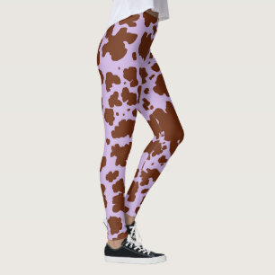 Moderne Lilac-Lila und braune Kuh-Fur Leggings