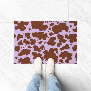 Moderne Lilac-Lila und braune Kuhhautdrucke Fußmatte