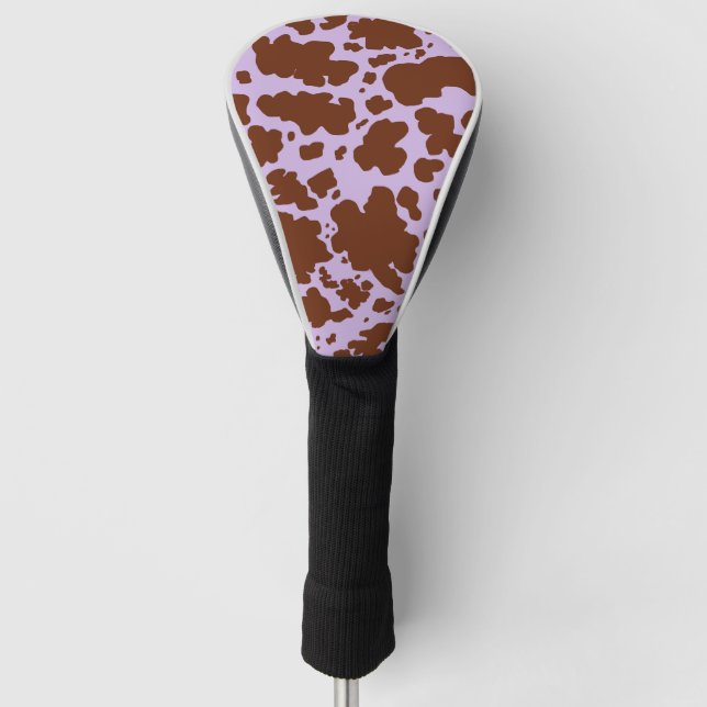 Moderne Lilac-Lila und braune Kuhhautdrucke Golf Headcover (Vorderseite)
