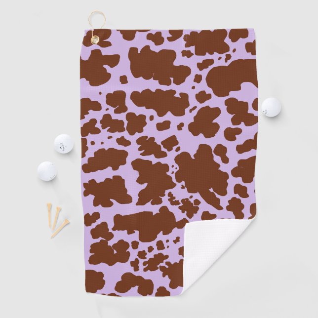 Moderne Lilac-Lila und braune Kuhhautdrucke Golfhandtuch (Insitu)