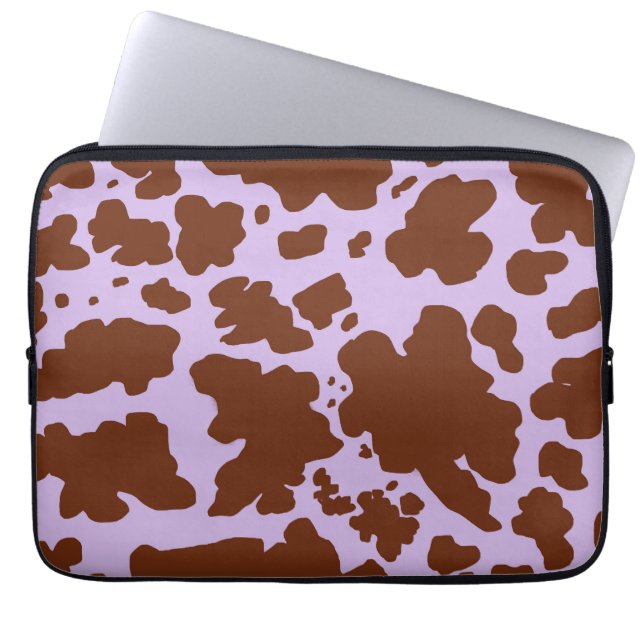 Moderne Lilac-Lila und braune Kuhhautdrucke Laptopschutzhülle (Vorderseite)