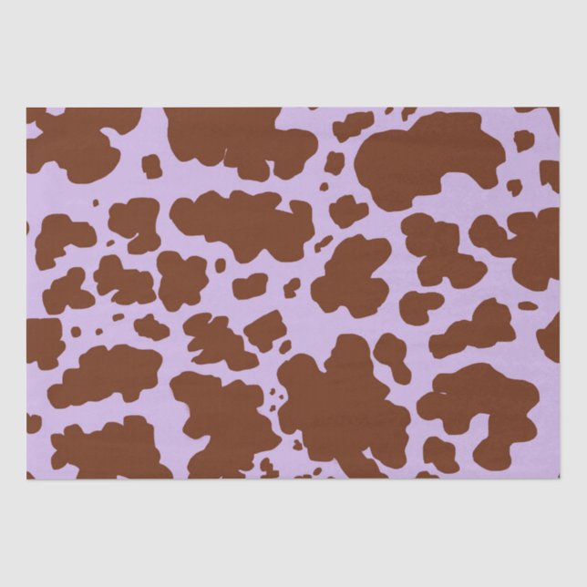 Moderne Lilac-Lila und braune Kuhhautdrucke Seidenpapier (Vorderseite)