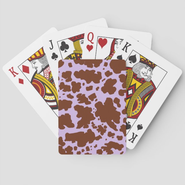 Moderne Lilac-Lila und braune Kuhhautdrucke Spielkarten (Rückseite)