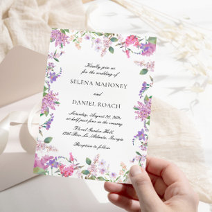 Moderne Lilac Watercolor Blumenhochzeit Einladung