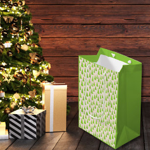 Moderne Limettengrün Rosa Weihnachtsbäume Wasserfa Mittlere Geschenktüte